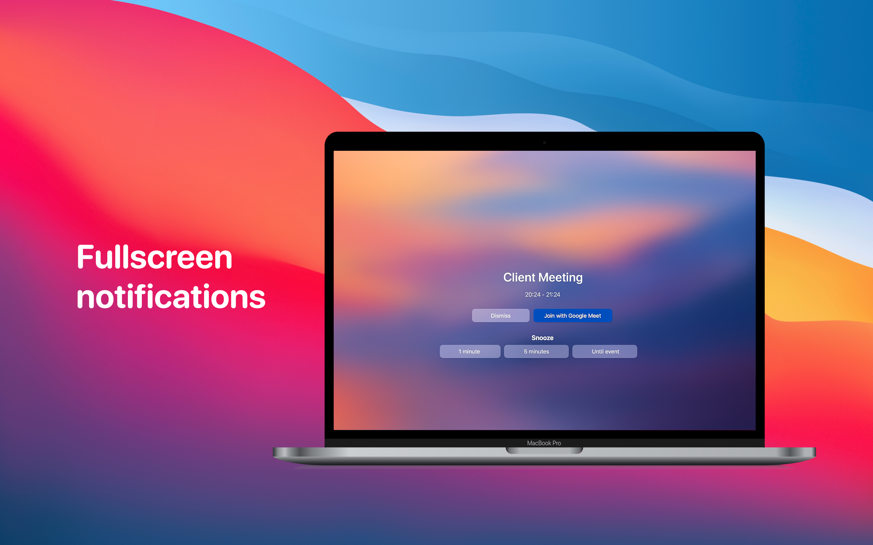 Fullscreen calendar notification on macOS