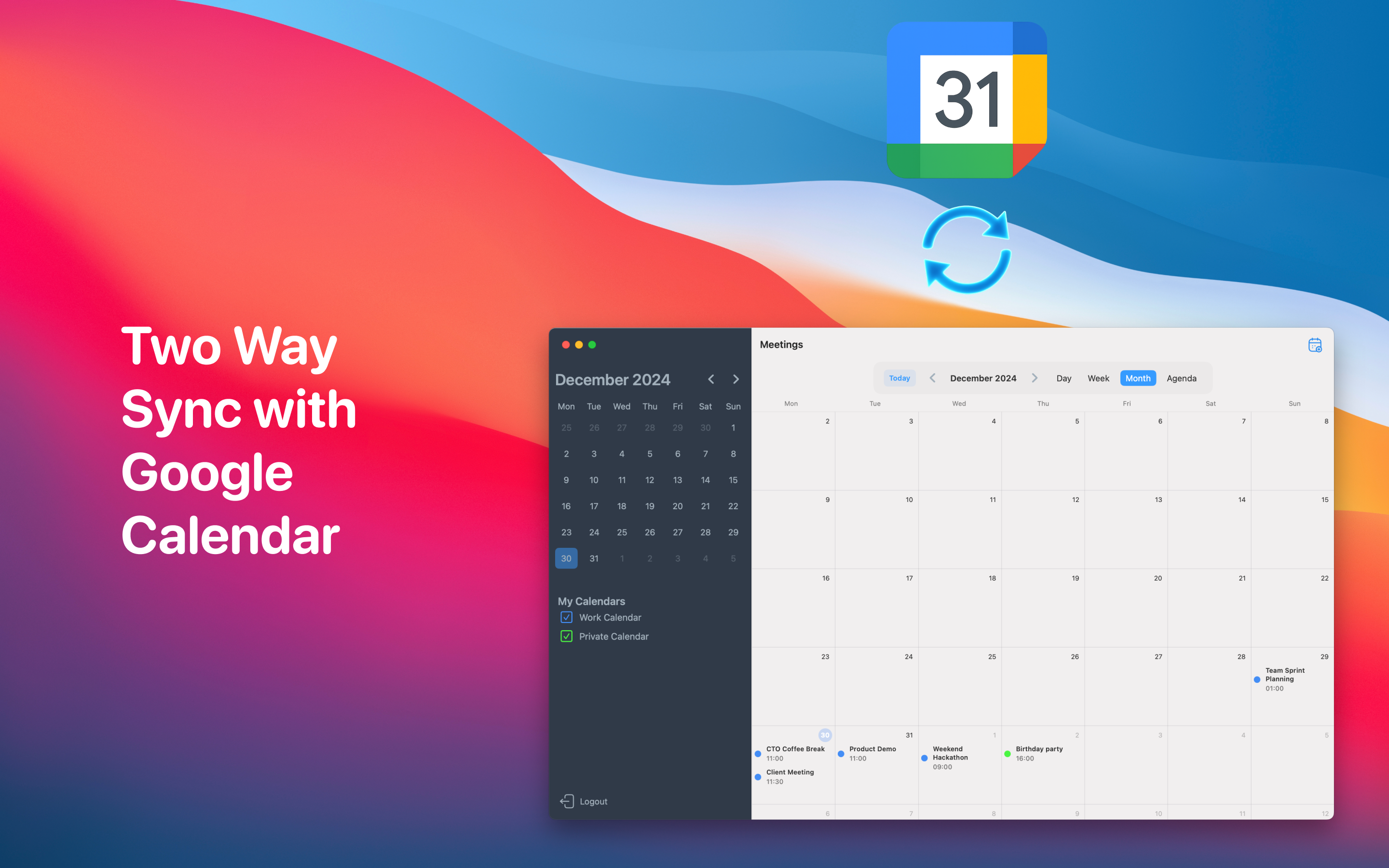 Two-way sync between Google Calendar and Mac